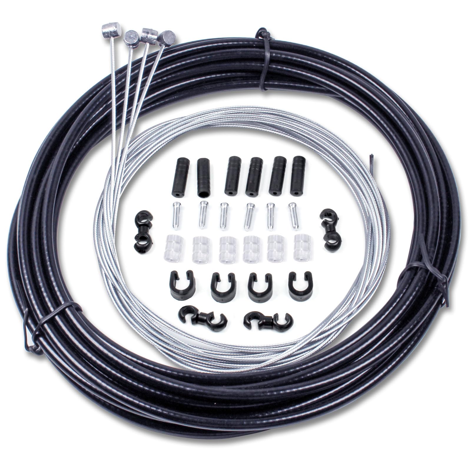 5m Universal Bicycle Shift Cable Housing Kit with 2 Set Bike Shifter Gear Shifter Transmission Cable End Caps Accessories for Mountain Road Bike Repair