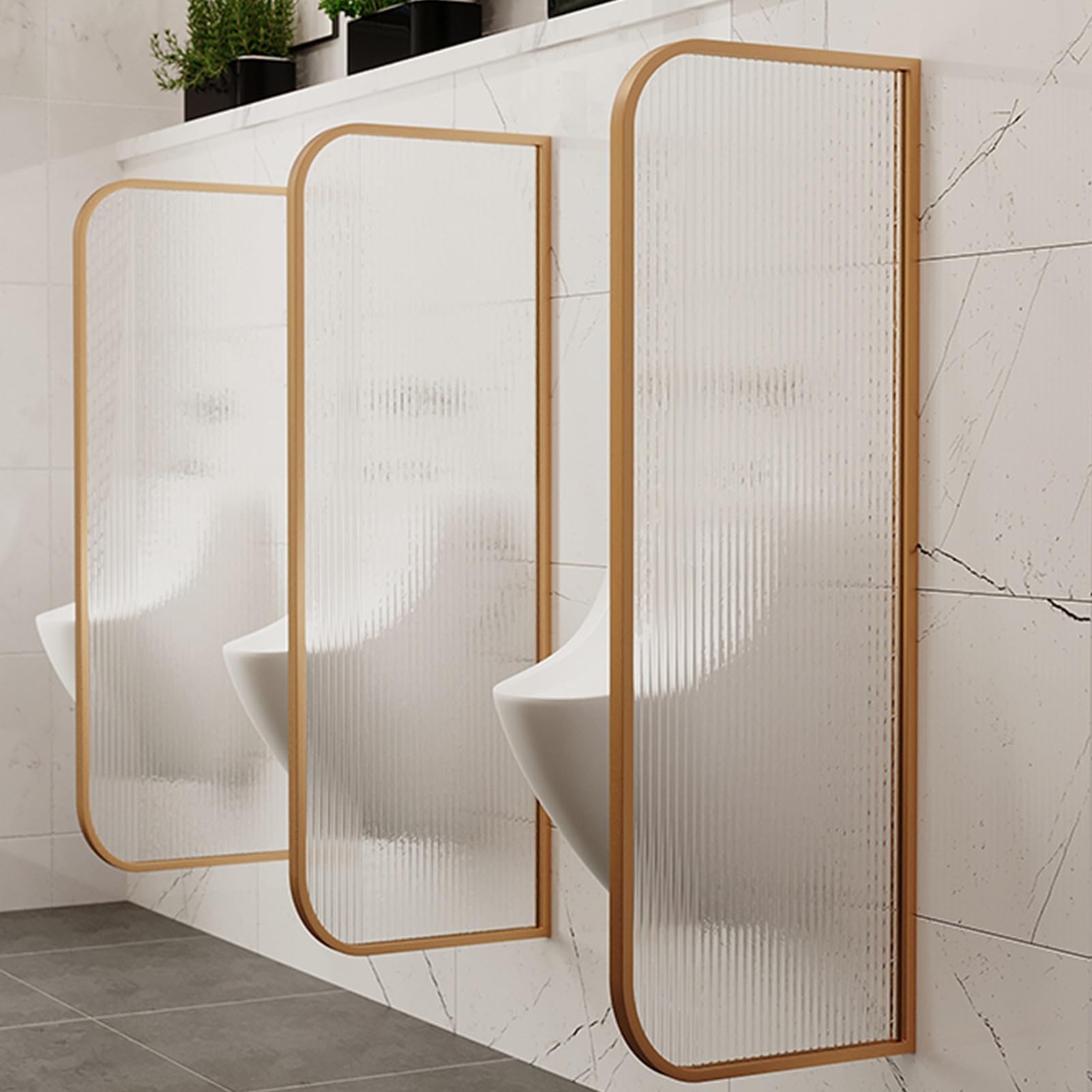 Panneau de confidentialité élégant pour urinoir mural en acier inoxydable brossé
