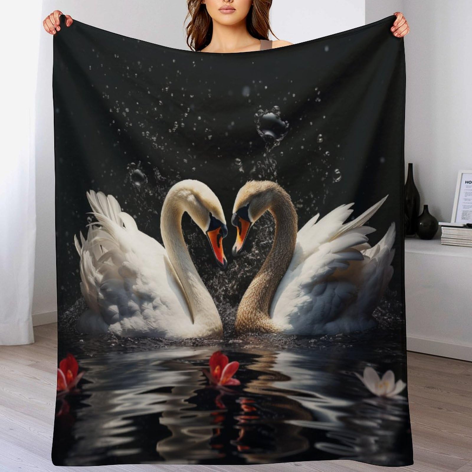 Manta de cisne para combatir el frío nocturno con franela cálida transpirable de 100x130 cm
