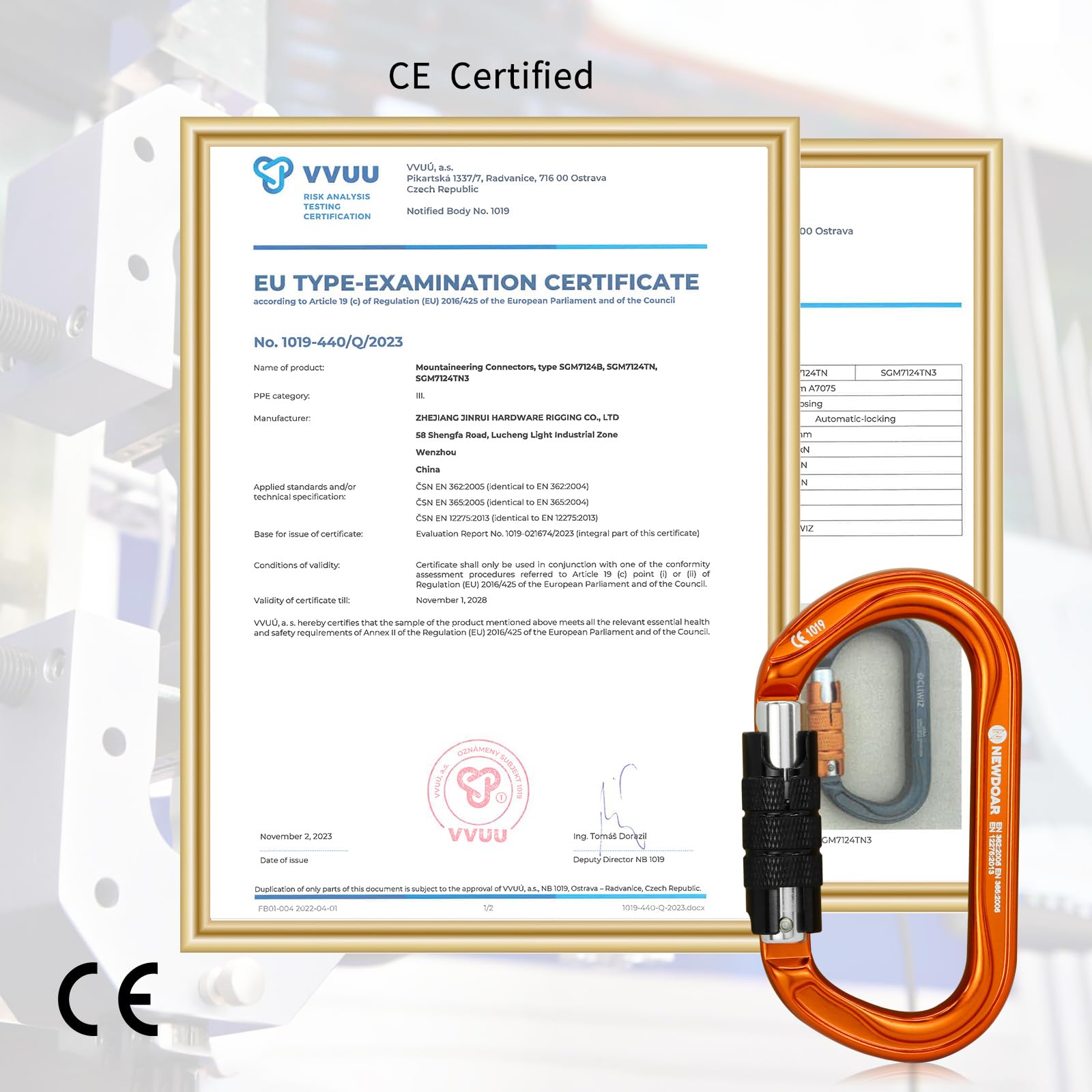 NewDoar 25KN CE & UIAA Certificato Arrampicata Moschettone Professionale, O-Shape Heavy Duty Moschettone per Rappelling