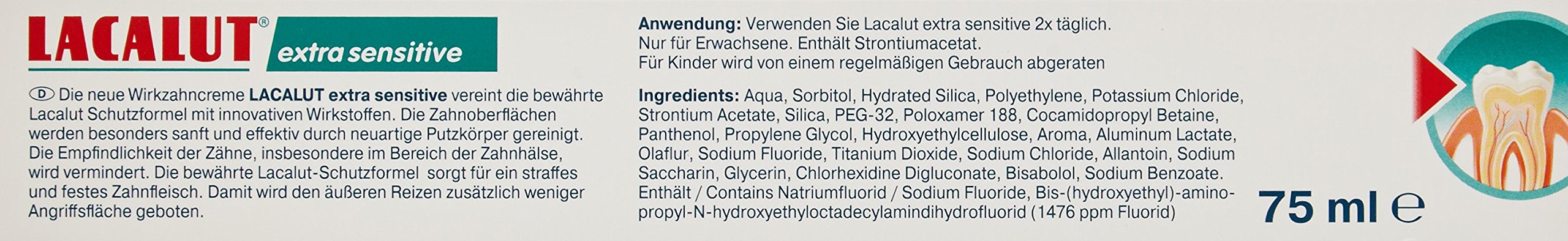 Lacalut Extra Sensitiv pasta do zębów 75 ml, 6 sztuk (6 x 75 ml)