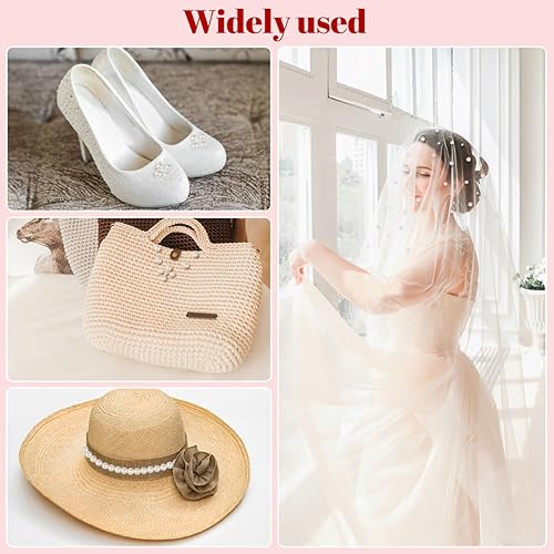 Miniatura 5 de COHEALI Remaches de perlas de imitación para bricolaje, bolsas de ropa, zapatos, decoración de velo de novia, 150 remaches de 0.39 pulgadas para