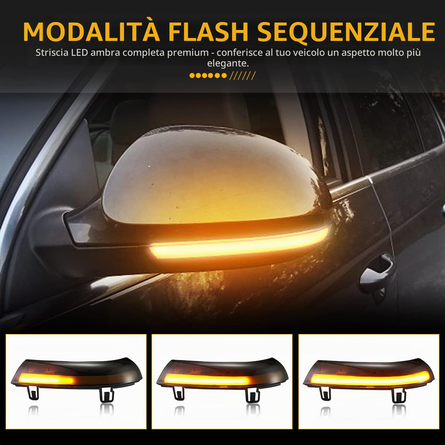 Indicatori di Direzione laterali Ambra Laterale Specchietto Retrovisore Dinamico con Luce di Direzione Compatibile con Volkswagen Golf 5 GTI MK5 Sha run Pas sat B5.5 B6 EOS Jet ta MK5,2 Pezzi