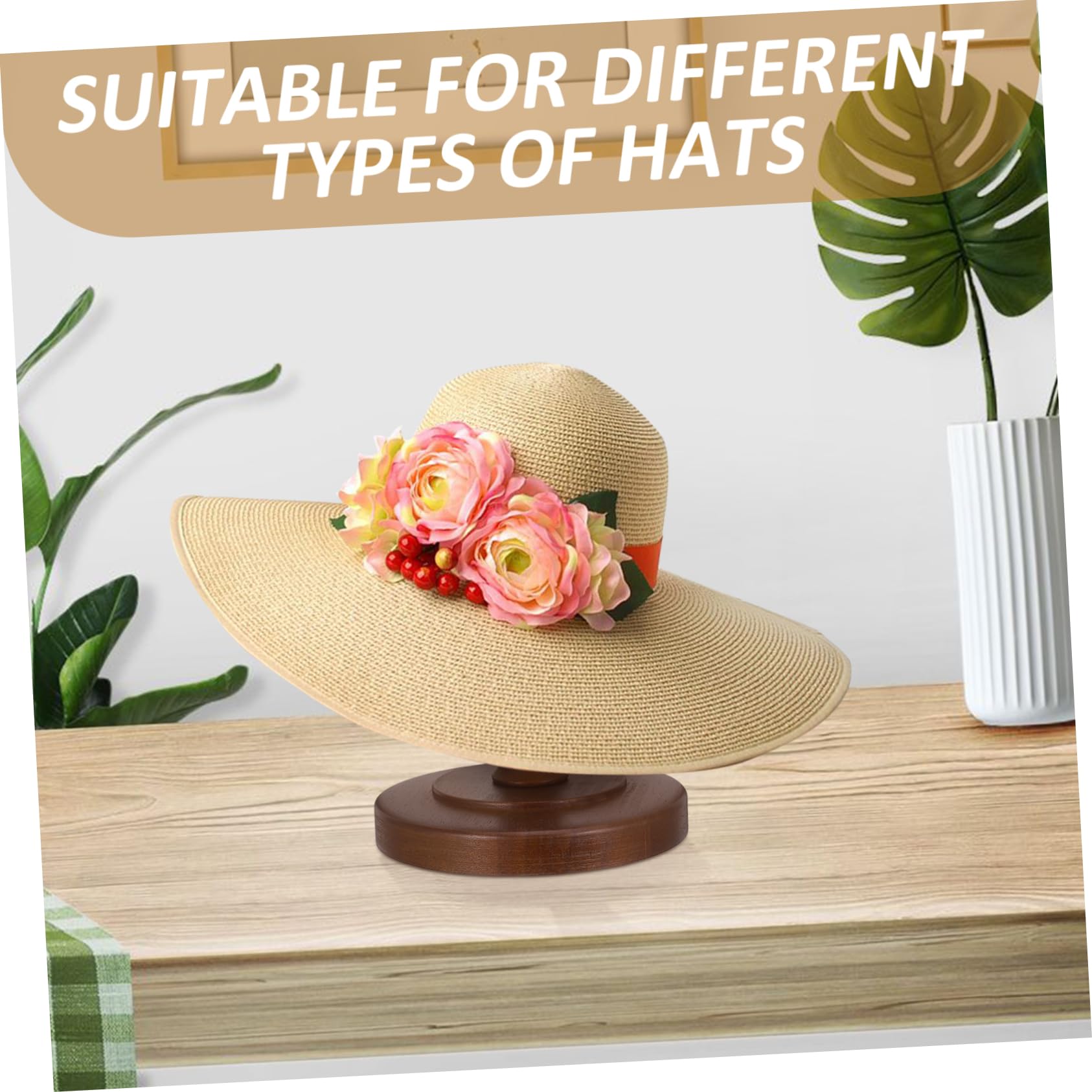 Expositor de Sombreros de Madera para Sobremesa, Soporte Vintage