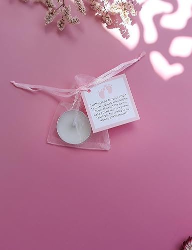 Miniatura 5 de 50pcs Tealight Candles Set for Baby Shower Party Favors, Christening Favors for Guests, Baby Girl Gender Reveal Favors. (pink)