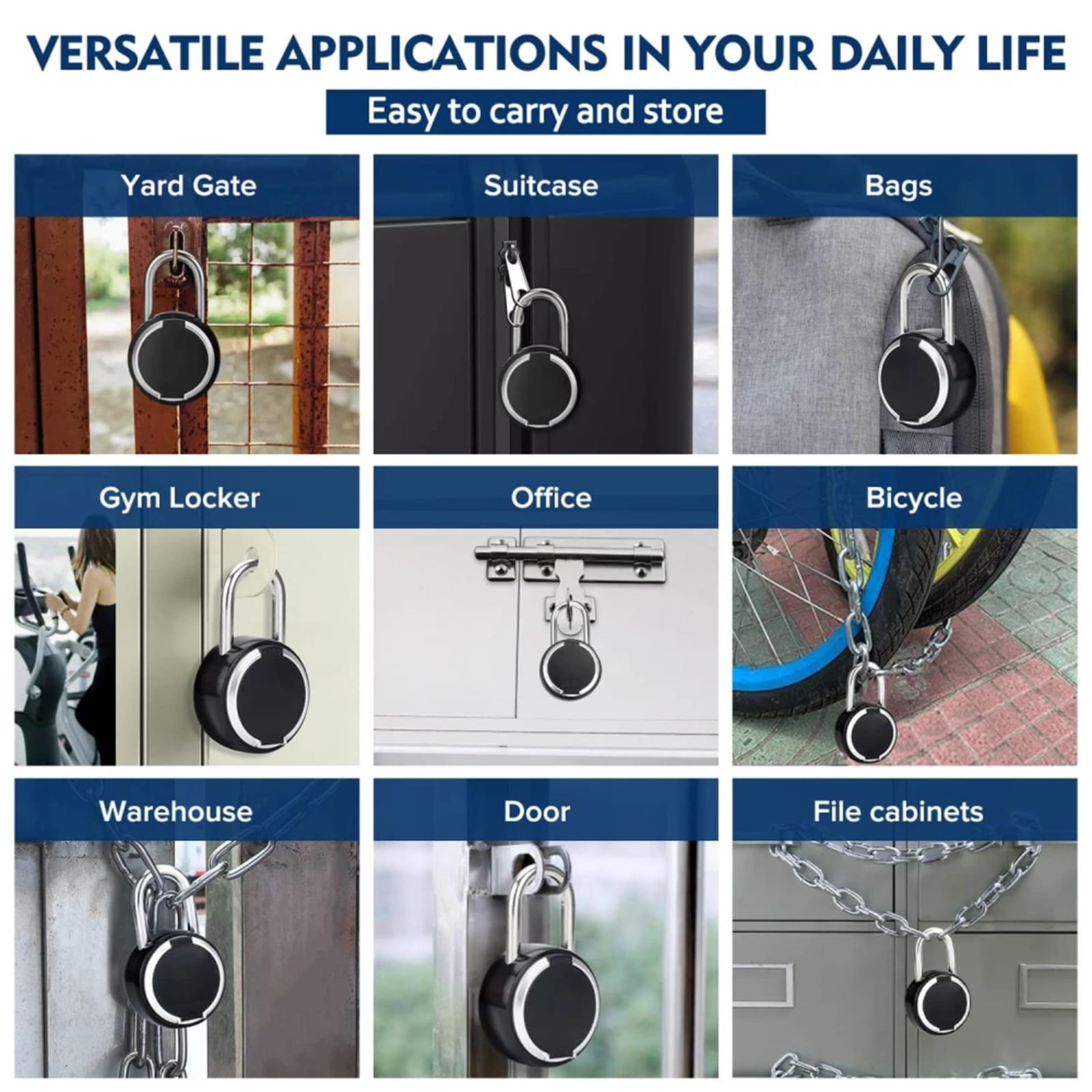 Candado inteligente con huella dactilar, cerradura electrónica, compatible con desbloqueo de la aplicación Bluetooth Smart Life, protección de seguridad impermeable.