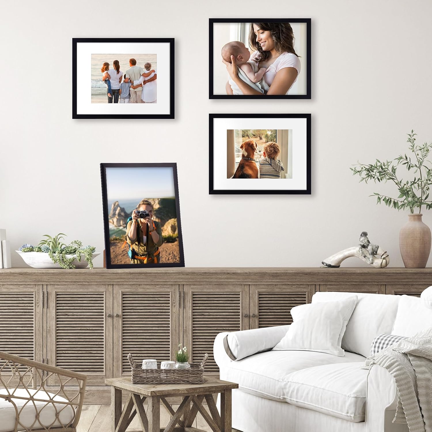 Fixwal 8.5x11 Picture Frame Set of 12, 8.5 by 11 Photo Frames with Shatter Resistant Plexiglass, Classic Thin Border Black Frames for Home Office Decor Wall or Tabletop Display Certificates, Documents