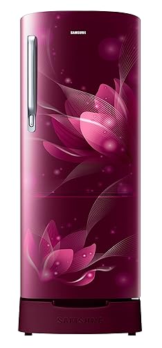 Samsung 183 L, 2 Star, Digital Inverter, Direct-Cool Single Door Refrigerator (RR20C181ZR8/HL, SAFFRON RED, Base Stand Drawer, 2023 Model)