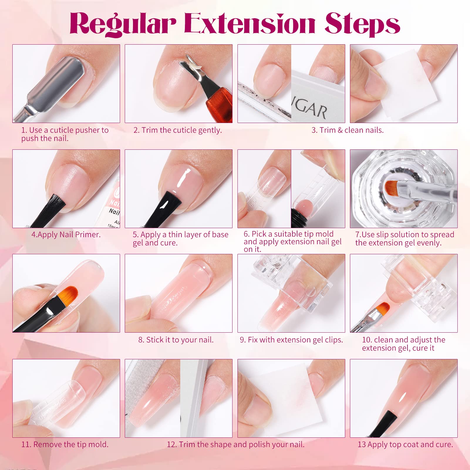 UR SUGAR Polygel Starter Set mit UV Lampe 48W, 8 Farben Gelnägel Starterset Nagelverlängerungs Set Poligelnagel Starterset UV Nägel Set Starterset Maniküre Komplette Gel Nägel Selber Set