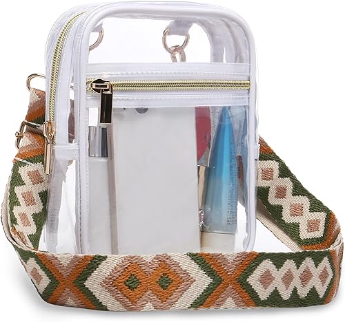 Bolso cruzado aprobado por estadios para mujer, bolsa transparente para estadios para eventos deportivos, conciertos