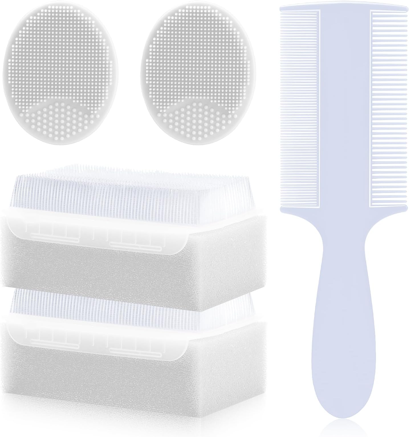 Cradle Cap Brush for Babies, 5Pcs Cradle Cap Treatment Set with Soft Bristle Brushes Silicone Scrubber Long Comb for Newborn Bathing Essentials Baby Brush and Comb Set (White)