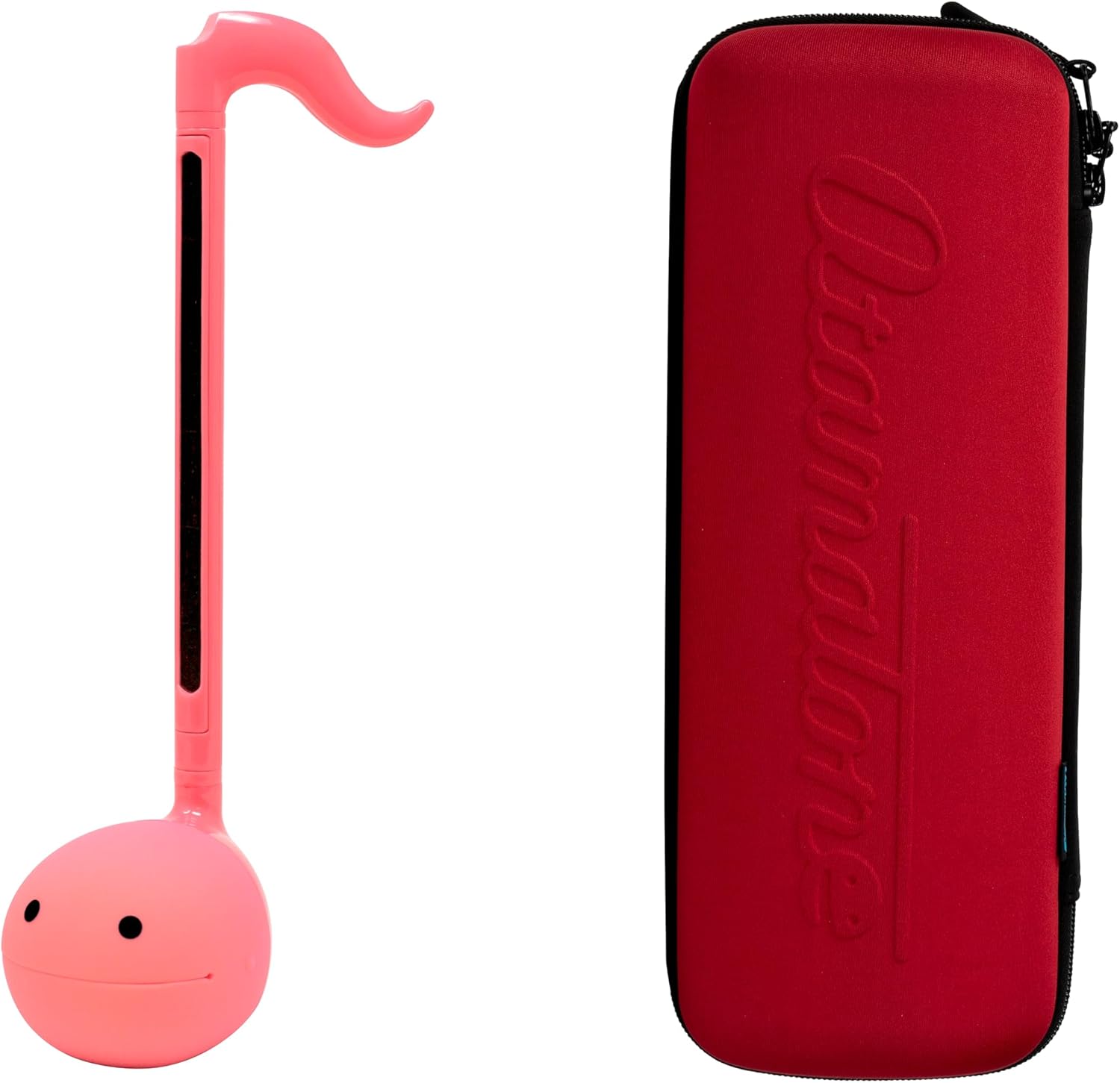 Otamatone Regular [Hot Pink] and Matte Case [Red] Bundle Japanese Electronic Musical Instrument Portable Music Synthesizer from Japan Maywa Denki Award Educational Fun Gift for Children Teen Adult