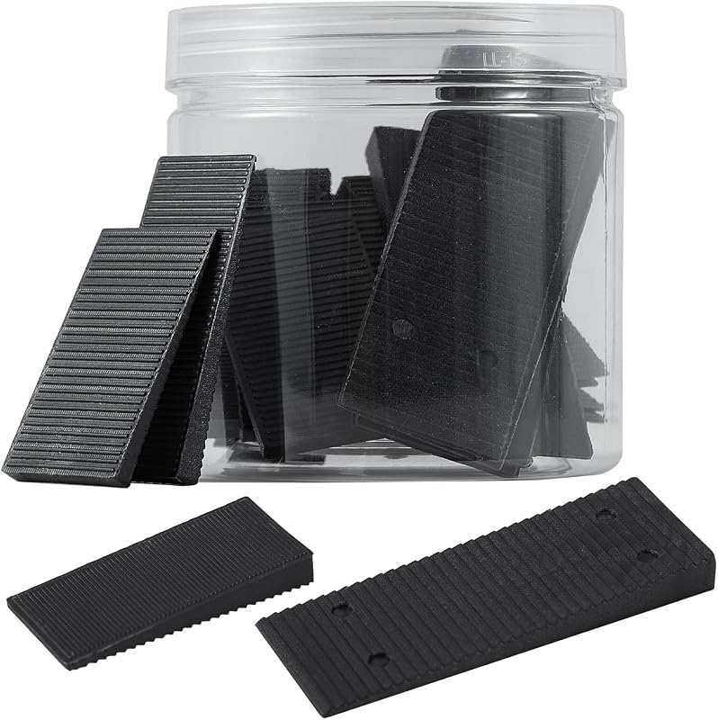 24 Pack Black Multi Purpose Furniture Plastic Shims for Leveling Extreme Weight Capacity Wedges Easy to Snap Cut-to-fit Size Leveler for Toilet Shims, Doors, Windows, Sheds, Table