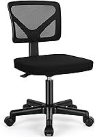 Sweetcrispy Ergonomic Armless Mesh Office Chair, Low-Back Swivel Desk Chair with Lumbar Support & Wheels for Home Study - Classic Black