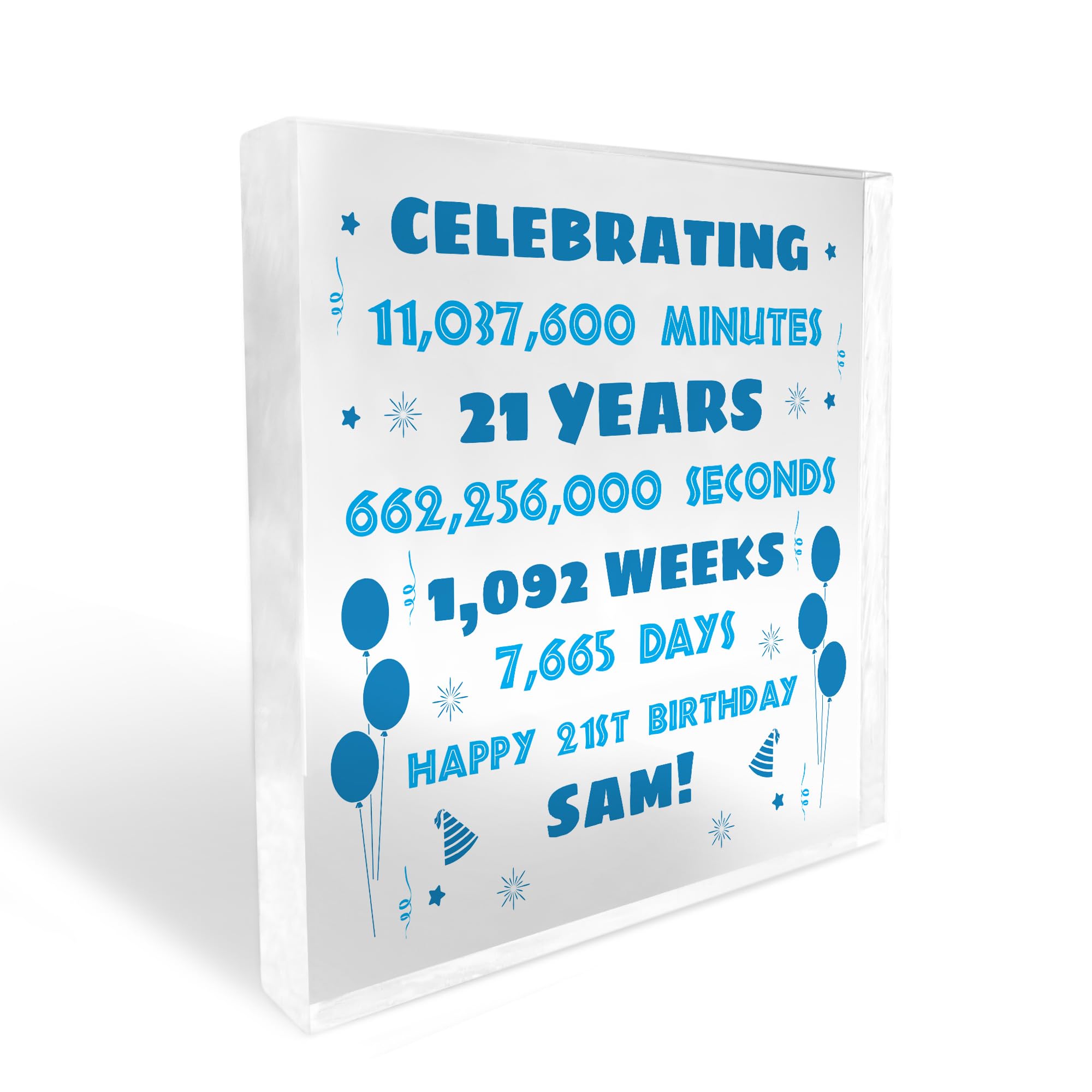 Red Ocean Personalised 21st Birthday Gift For Son Brother Freestanding Acrylic Block Funny 21st Birthday Gift For Son Him Gift For Men 21st Birthday Gift From Mum And Dad