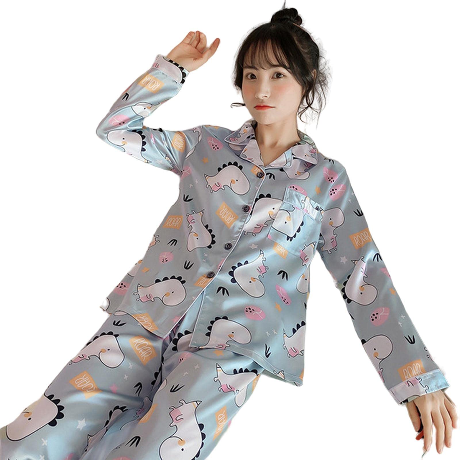 MOGSA Pyjama pour femme - Col en V - Lettre imprimée - Vêtements de nuit en soie - Vêtements de nuit XXL - Grande taille - Dl9917, XXL