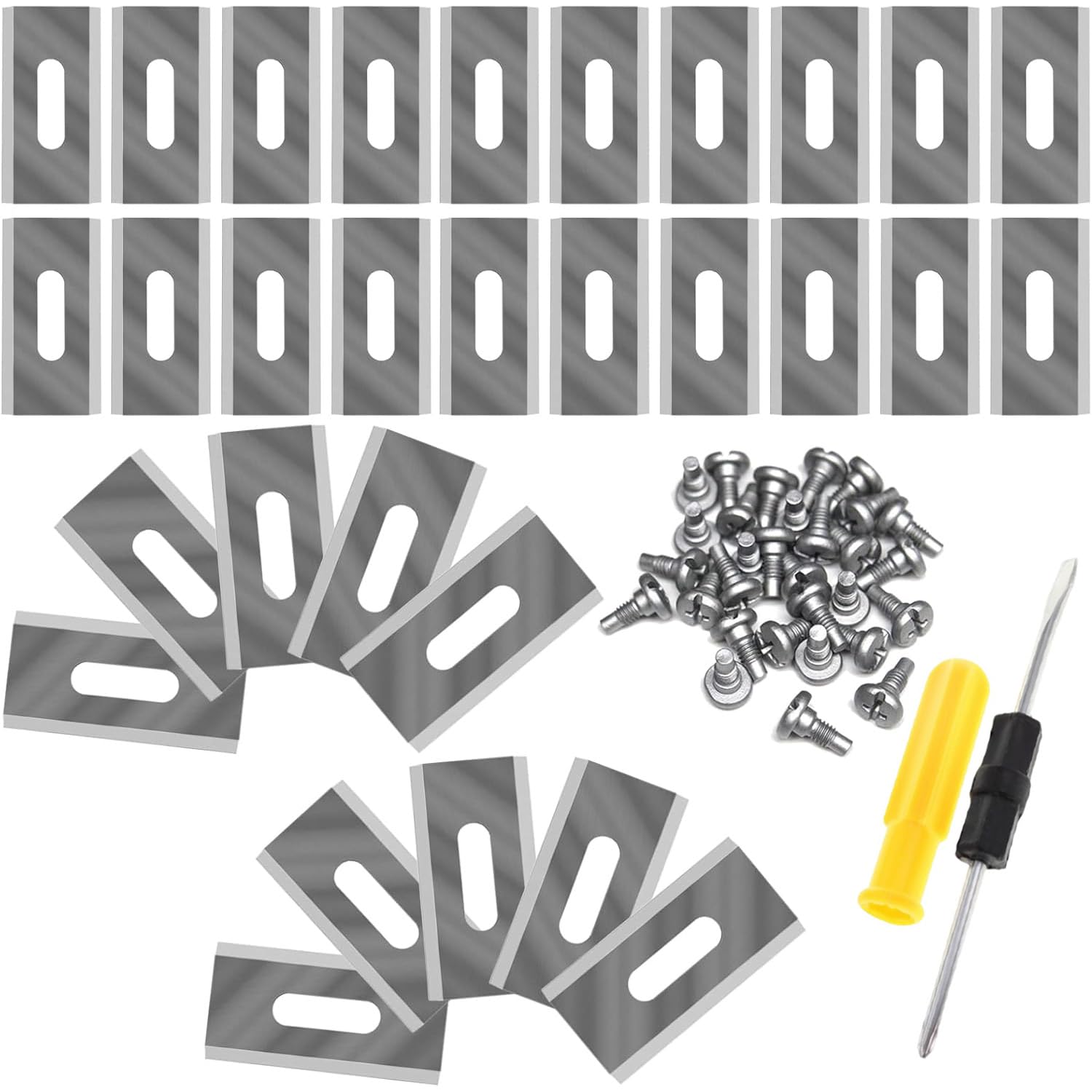 30 Pièces Lame Robot Tondeuses Avec Vis, Lames de Rechange en titane, Lame Tondeuse Robustes Et Pointues, Remplacement Facile,avec les Lames de Tondeuse Husqvarna, McCulloch, Flymo (Argent)