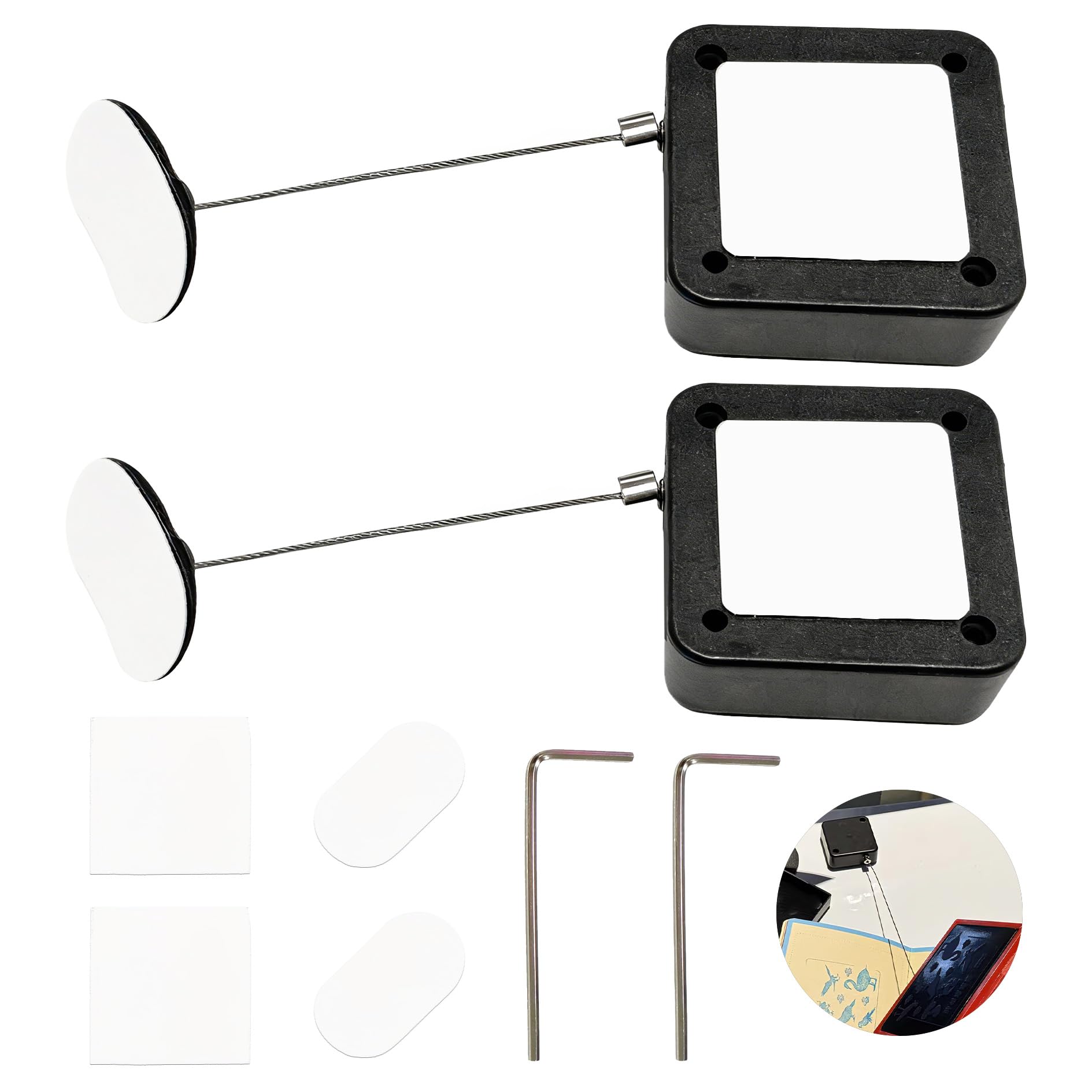 Câble Anti-Vol 2 Pièces 2M pour Télécommande, Câble Rétractable en Acier Noir Anti-Perte pour Télécommandes, Haut-Parleurs, Microphones et Autres Objets Courbés