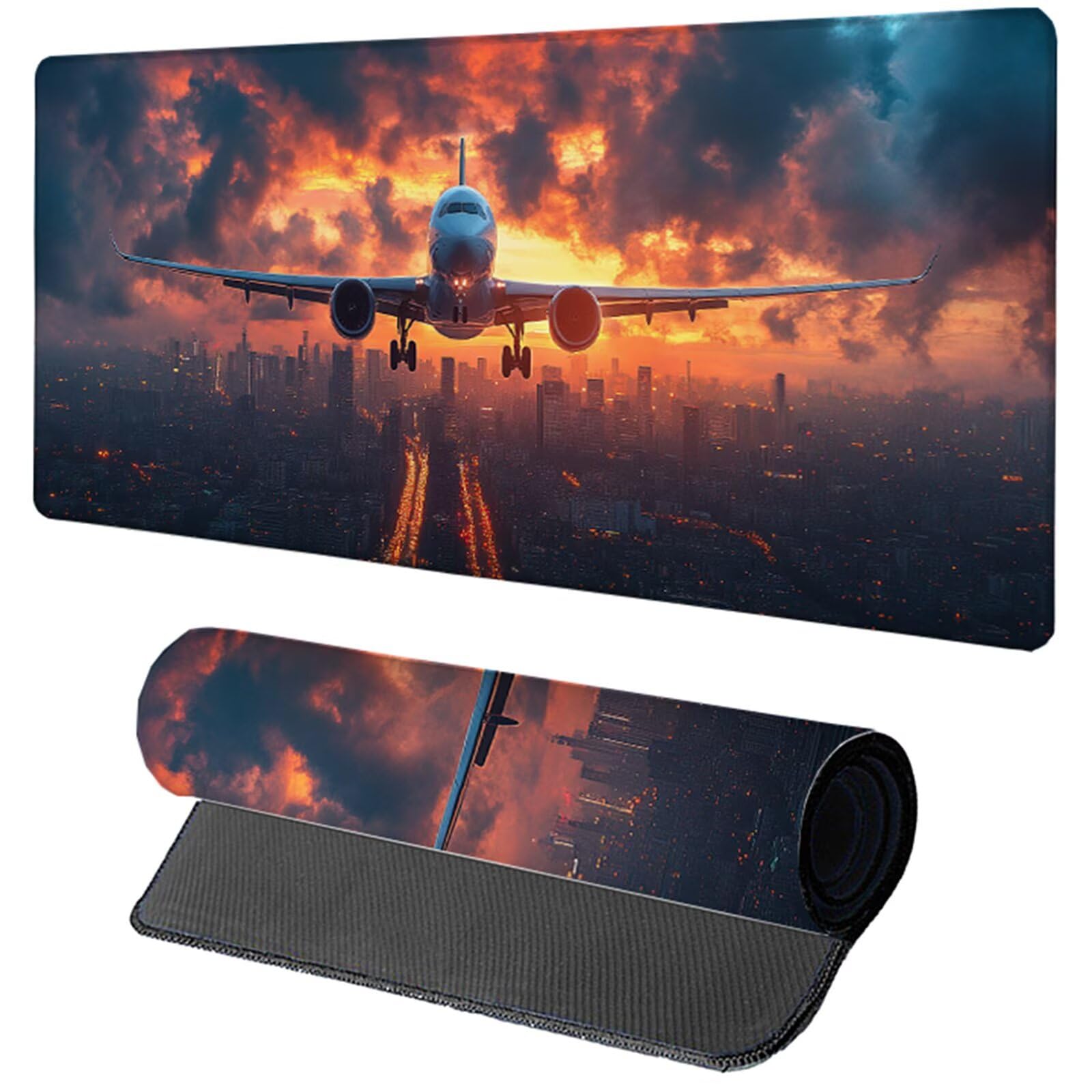 Tappetino Mouse Gaming Grigio Tappetino Mouse XXL 1200x600x3mm, Mousepad Aereo Sottomano Scrivania Grande con Bordi Cuciti per Pad PC Accessori Gaming, Ufficio Accessori Scrivania, Regalo L-3437