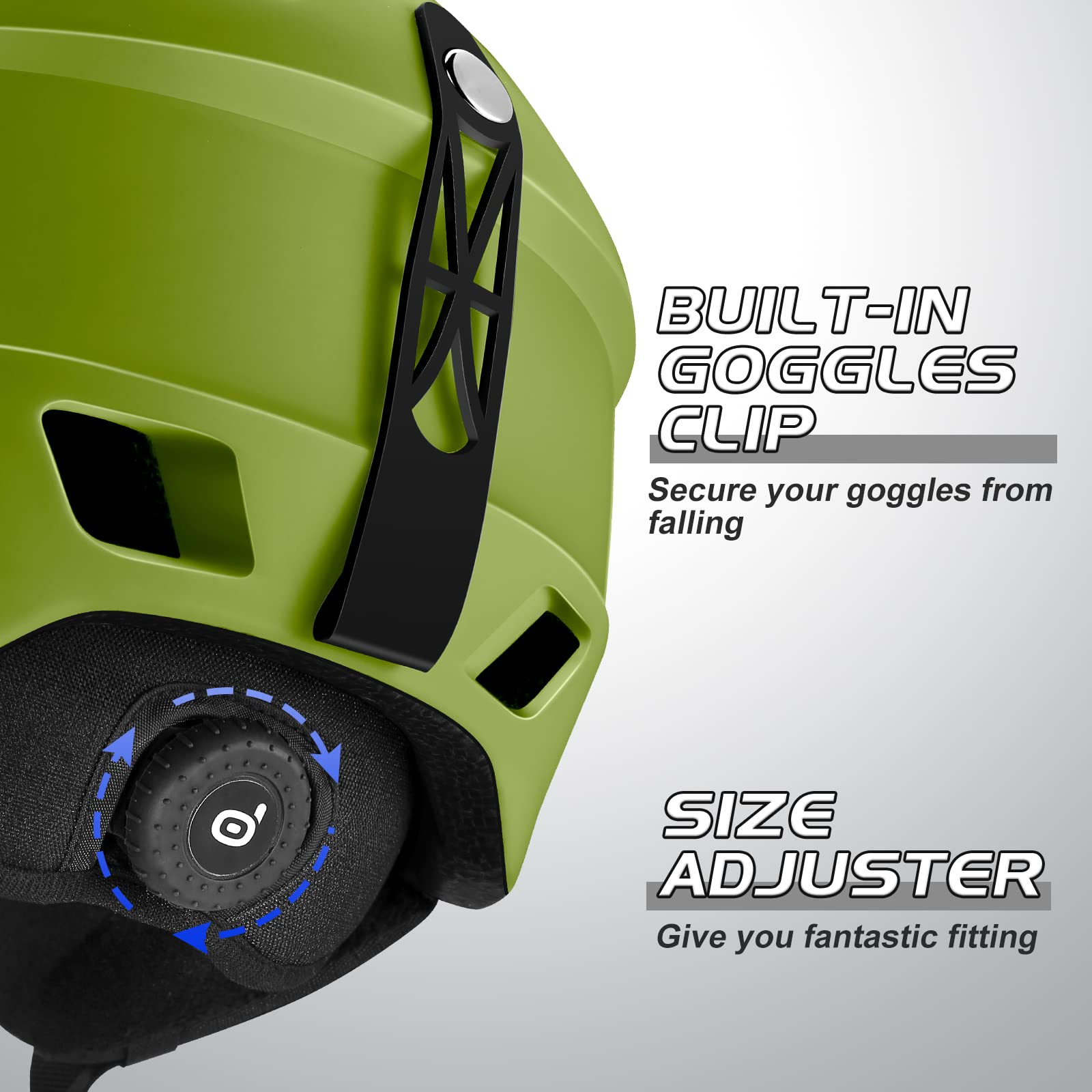 Odoland Kit casco da sci con occhiali da sci, casco da snowboard per uomini donne adolescenti bambini, casco da sci regolabile e occhiali da sci UV400