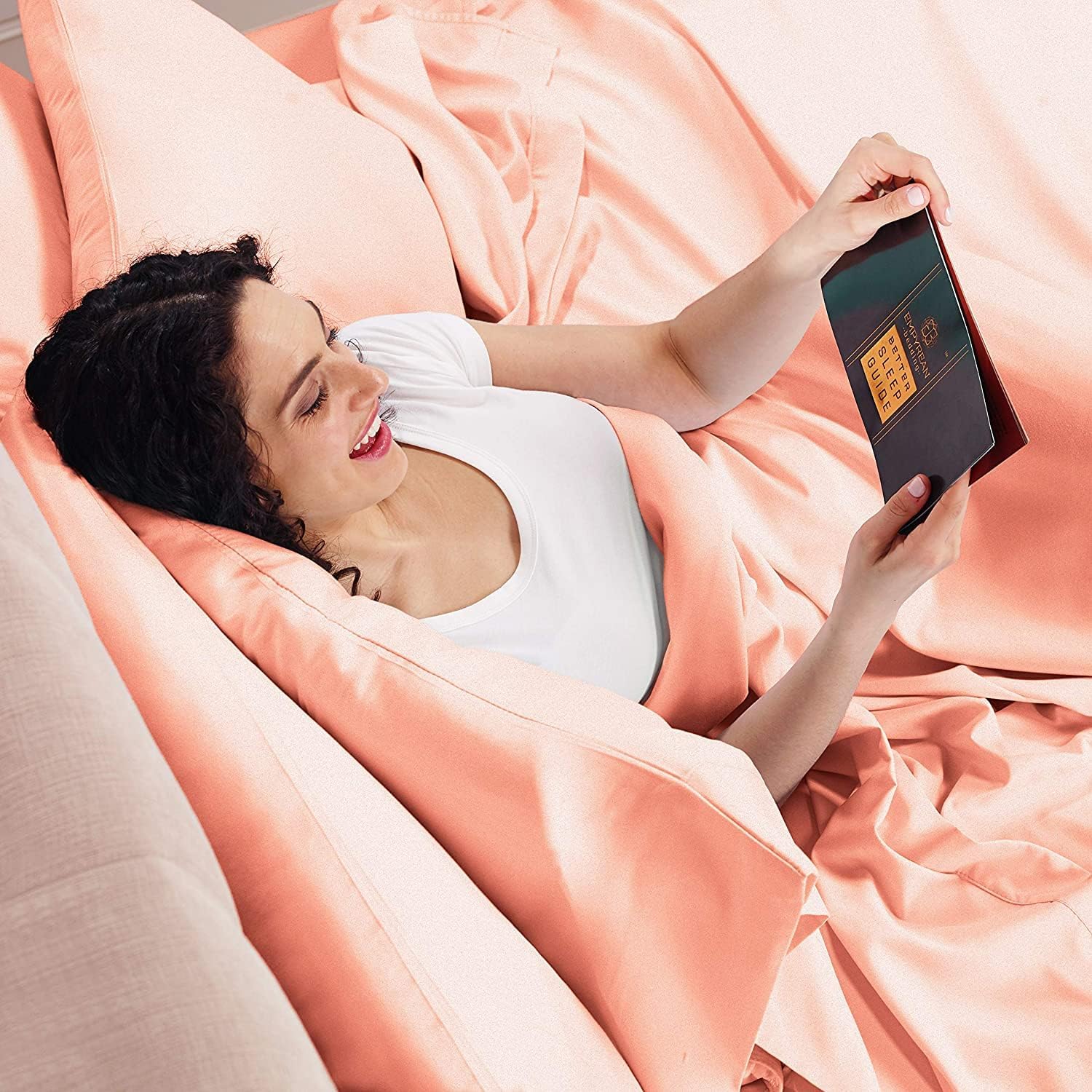 Empyrean Extra Deep Pocket Fitted Sheet - Deep King Fitted Sheet Set – Soft 110 GSM Deep Pocket Sheet - King Size Sheets - 78 x 80 inches - Misty Rose