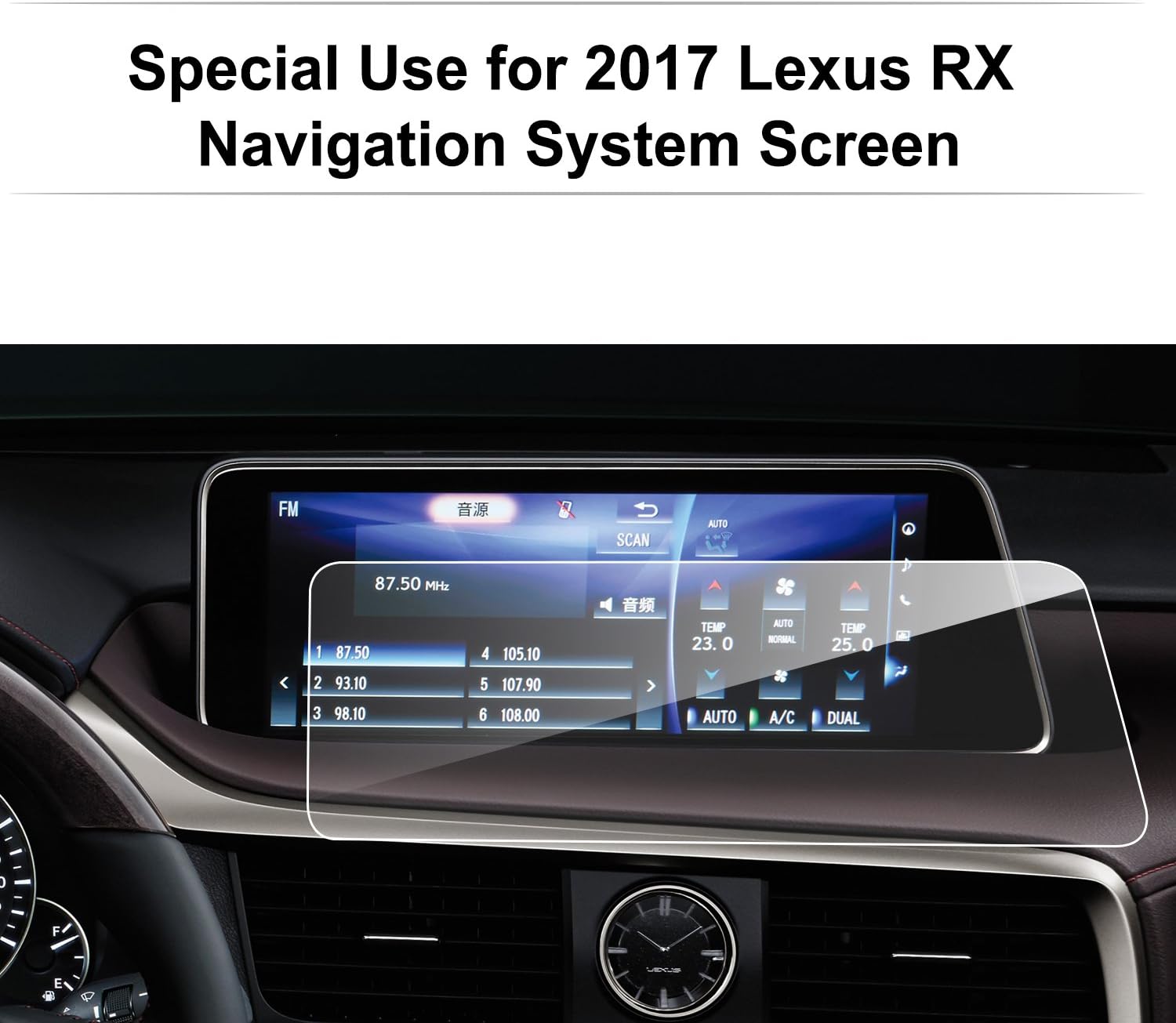 LFOTPP Car Navigation Screen Protector for 2016-2017 RX 350 RX 450h 8 Inch, Tempered Glass 9H Hardness Car Infotainment Stereo Display Center Touchscreen Protective Film