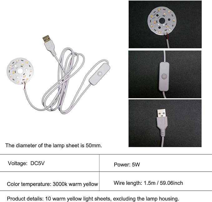 Axonite 3D Printed Parts -10 PCS DIY LED Lamp Sheets: Only lamp Sheets, no 3D Printed lamp Shells, 3000k Warm Yellow Compatible with Bambu LED Lamp Kit 001 (50mm) photo 3