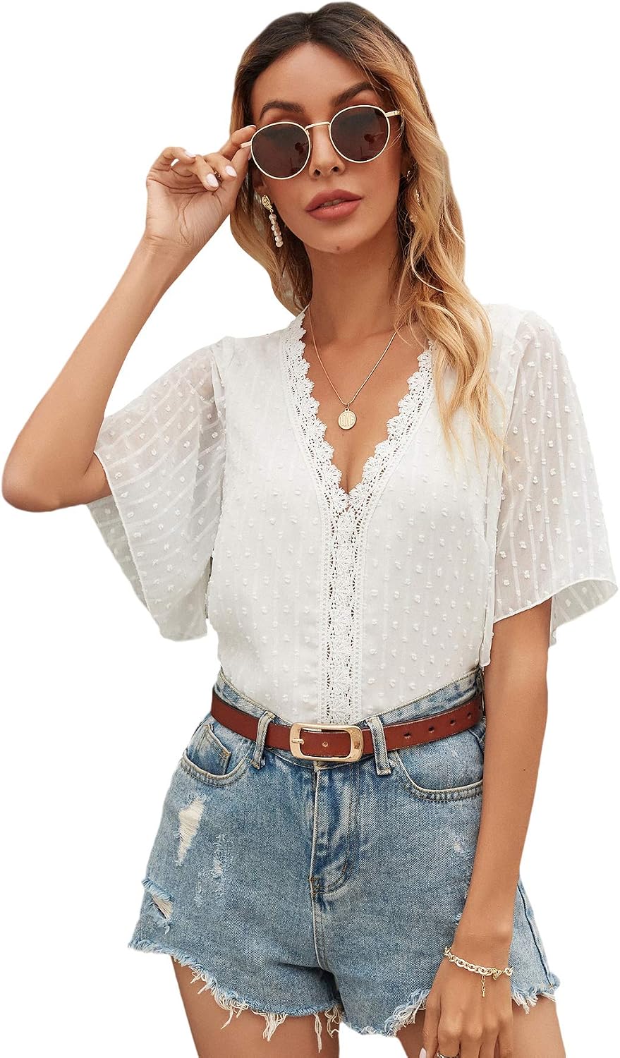 Buy SheIn Women's Short Sleeve V Neck 