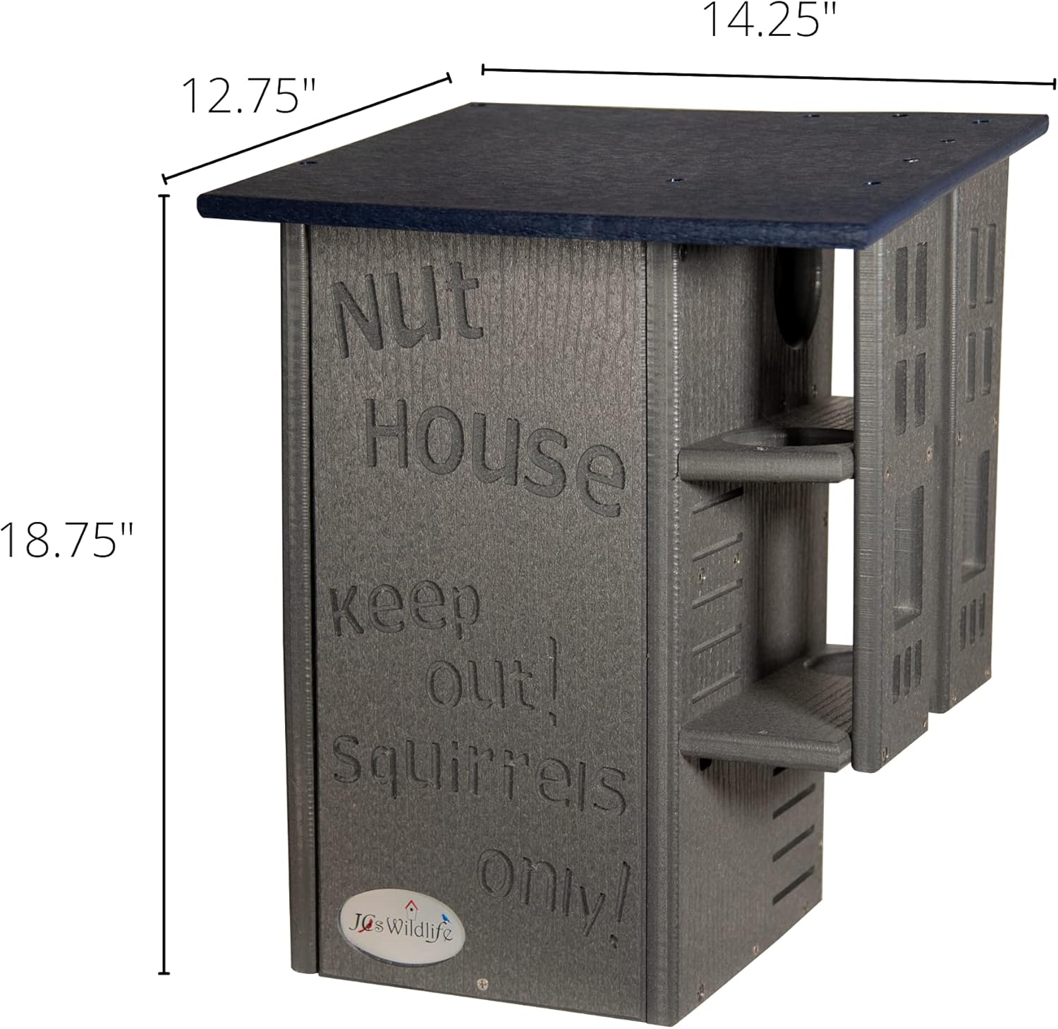 JCS Wildlife Blue & Gray Ultimate Squirrel House Nesting Box - A Perfect Playground and House for Your Squirrels - Squirrel Nesting Box - Made in The USA