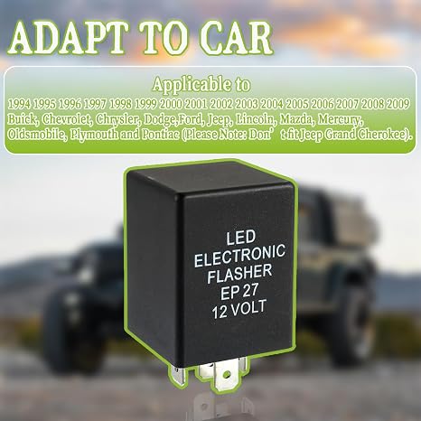 EP27 FL27 5 Pin Automatic Electronic LED Flasher Relay Fix for Motorcycle Turn Signal Light Bulbs Fast Hyper Flash