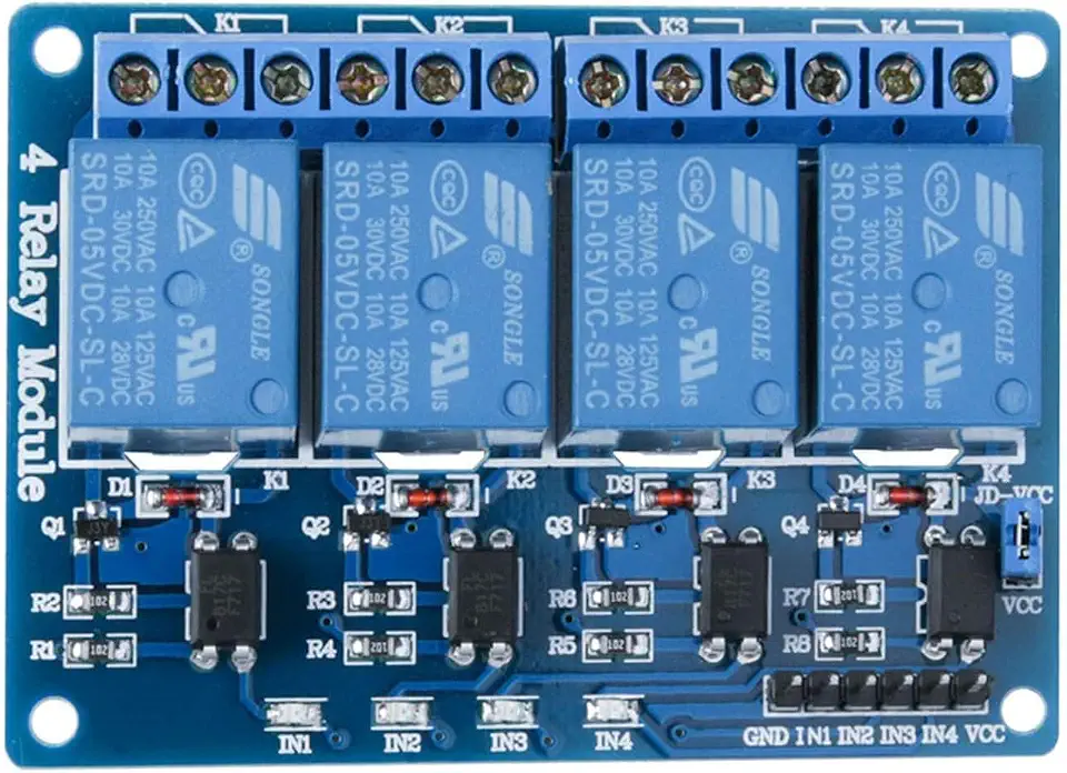 Elegoo 4 Channel DC 5V Relay Module with Optocoupler for Arduino UNO R3 MEGA 2560 1280 DSP ARM PIC AVR STM32