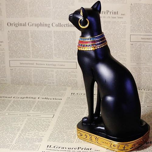 Miniatura 3 de Figuras egipcias de gato  Artesanía de resina de gato Bastet del antiguo Egipto, figura de gato sentado de la diosa antigua, estatua protectora de