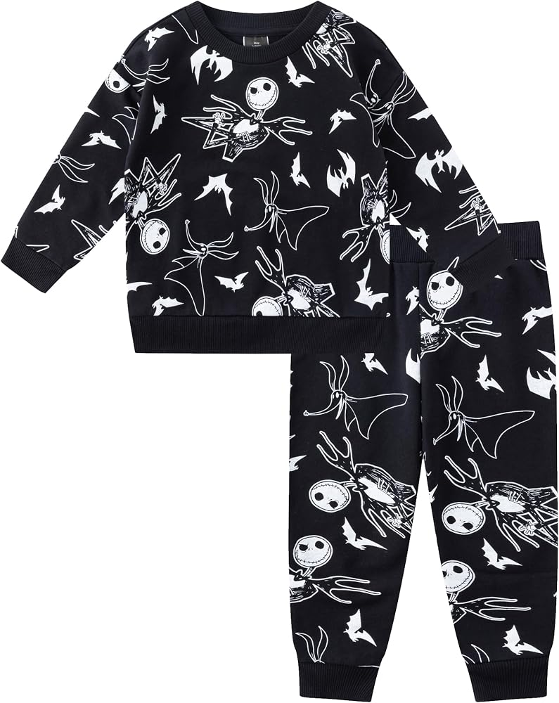 Disney 크리스마스 악몽 잭 스켈링턴 남아용 플리스 스웨트셔츠 및 바지 세트, 유아 및 큰 아동용 — 사진 1