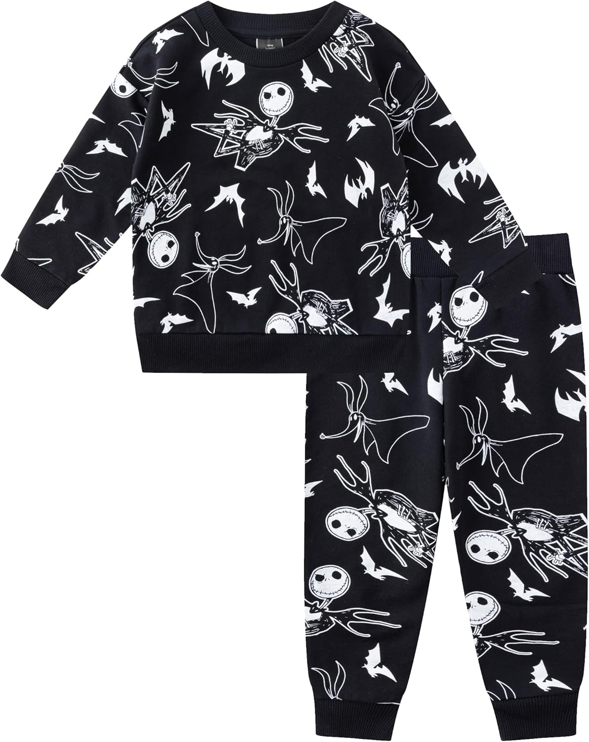 Disney Nightmare Before Christmas Jack Skellington Boys Fleece Sweatshirt and Pants Set for Toddler and Big Kids