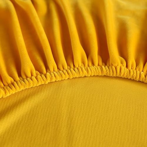 Générique Velours Housse Clic Clac Bz avec Jupe à Volants, Housse pour Canapé très Extensible, épais et Doux, Style champêtre Orange Grand (180-200 cm) - 5