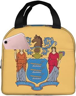 Flag of New Jersey print Lunch Bag Tote Bag Reusable Lunch Box Container For Women Men Office Work Picnic