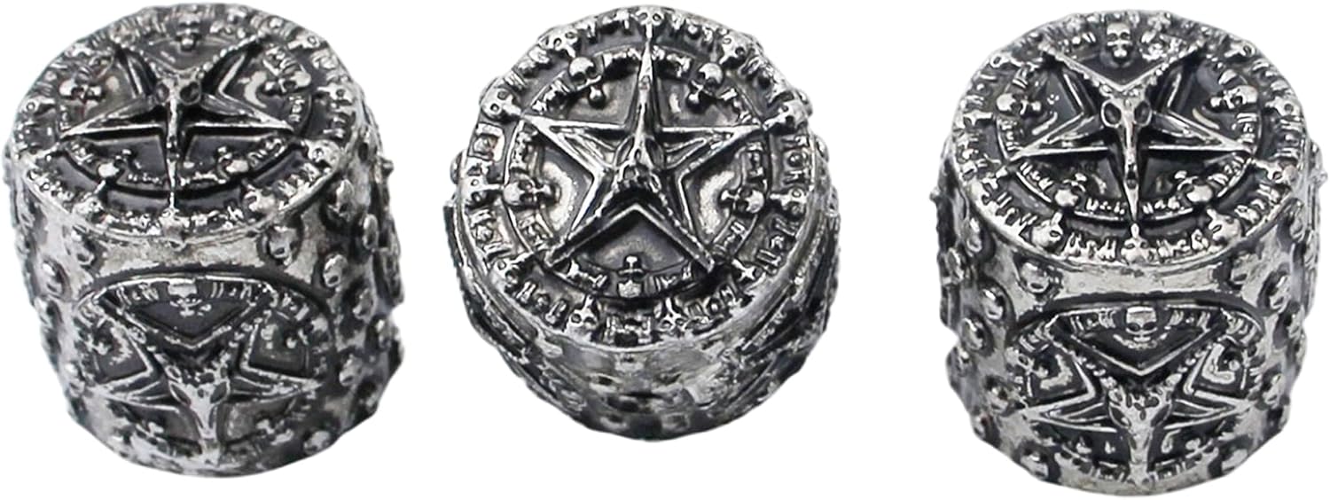 Guyker 3Pcs Guitar Bass Knobs 6mm Dia. Shaft Pots - Zinc Alloy Cavel Five Pointed Star Surface Skull Retro Tone Volume Control Potentiometer Knob for Electric Guitar Bass (CKB008, Antique Silver)