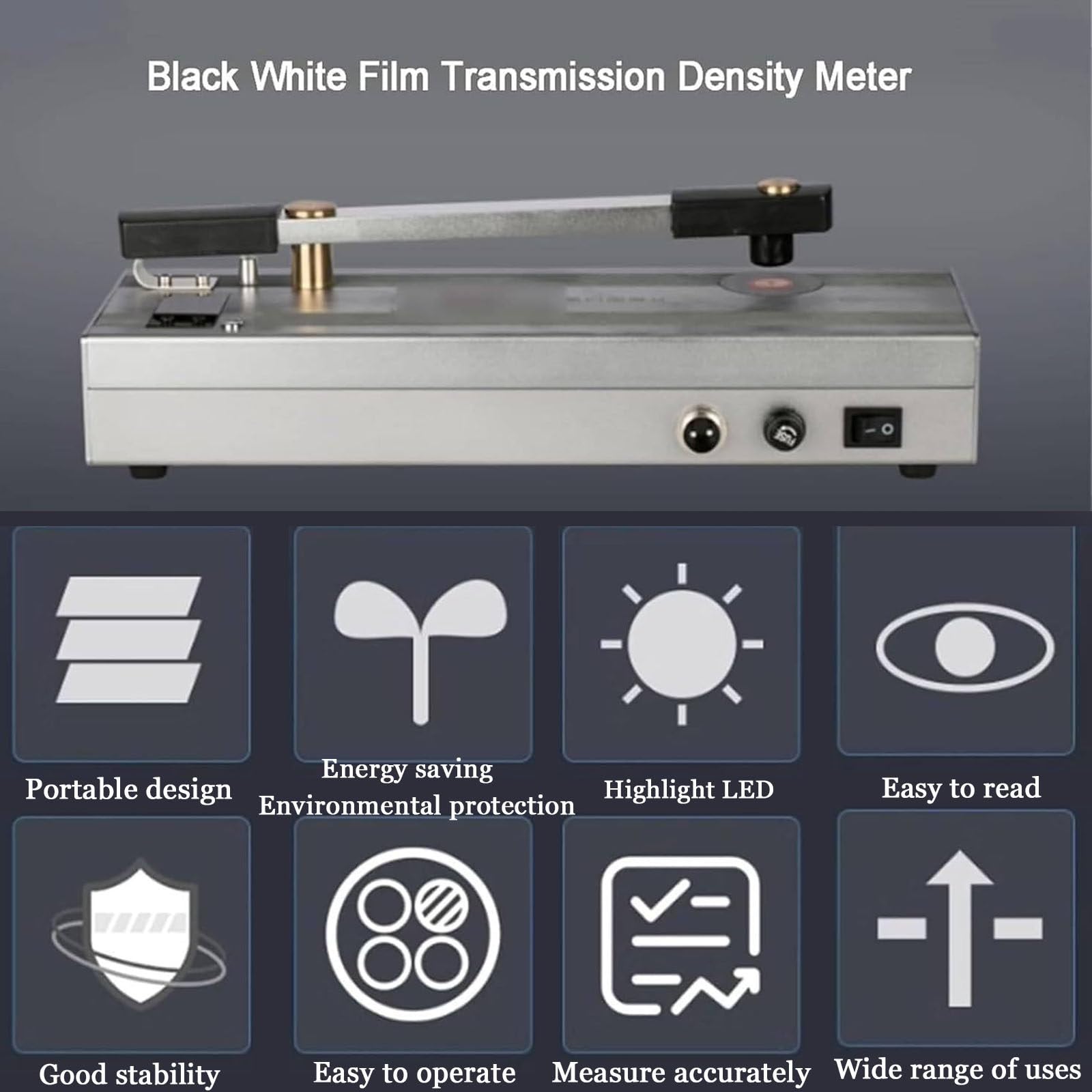 Medidor de densidad de transmisión digital para un análisis preciso de película en blanco y negro, lectura rápida de 1 segundo con agujero de luz de 2 mm, ideal para impresión y control de calidad de