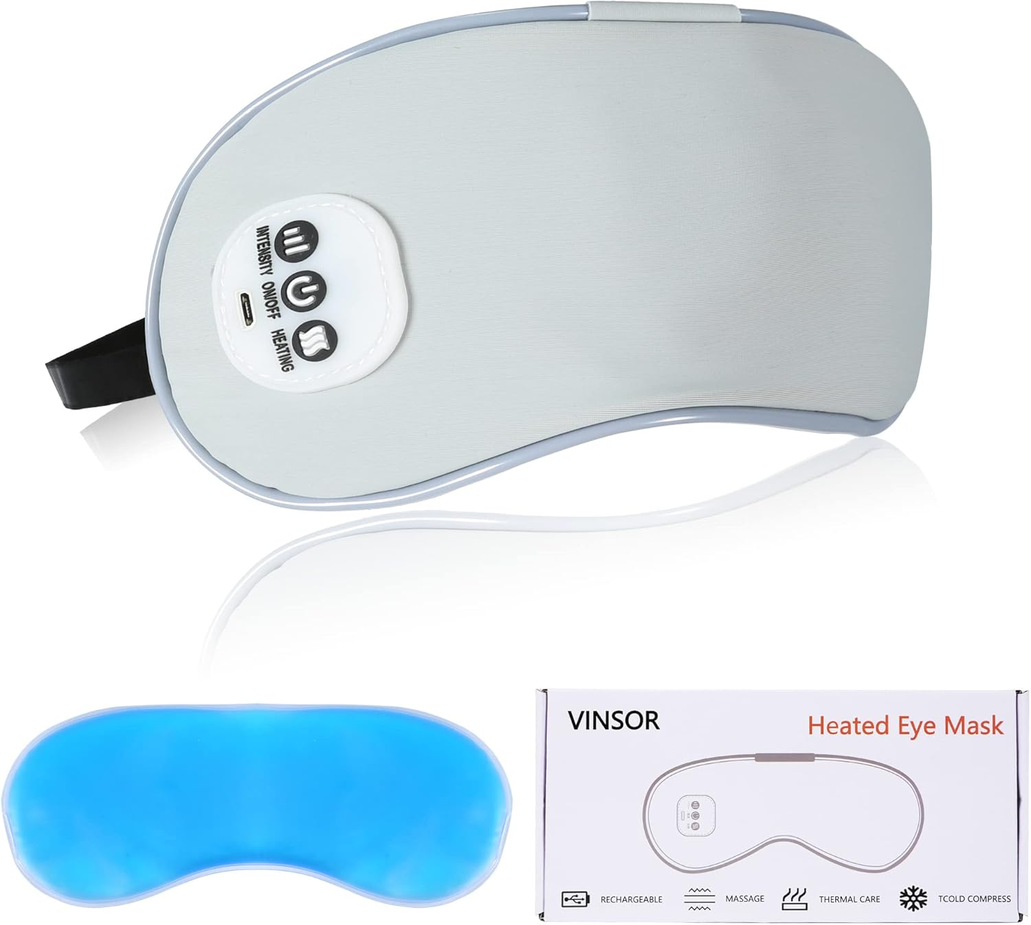 3 in 1 Heated Massage Eye Mask USB Rechargeable,5 Vibration