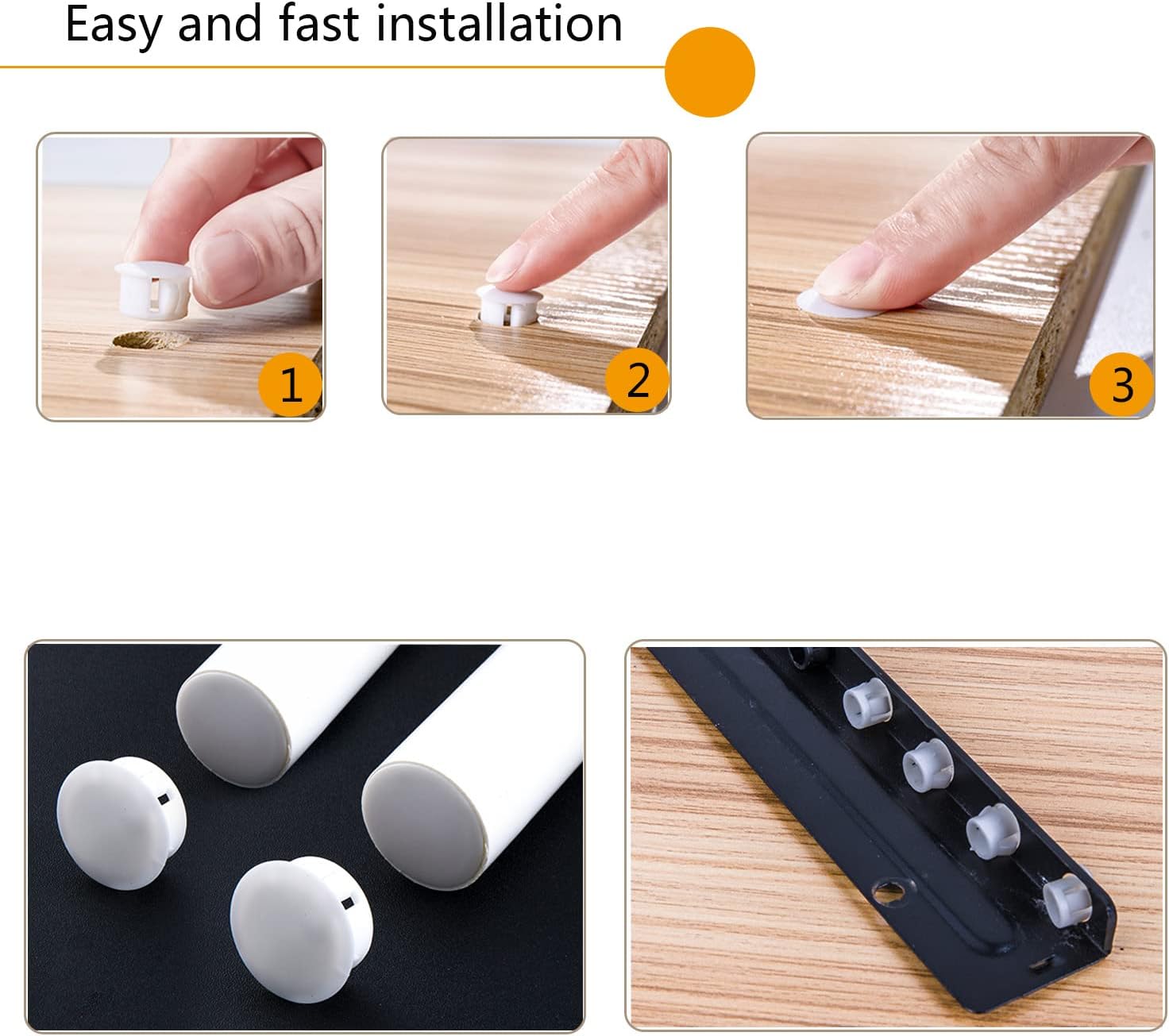 25PCS 5/16", 8mm, 0.31in Panel Plugs Hole Plugs (Mounting Hole: 7.8-8.0mm), Plastic Flush Type Hole Plugs, Home Furniture Fastener, Plastic Pipe Choke Plug, Black Color