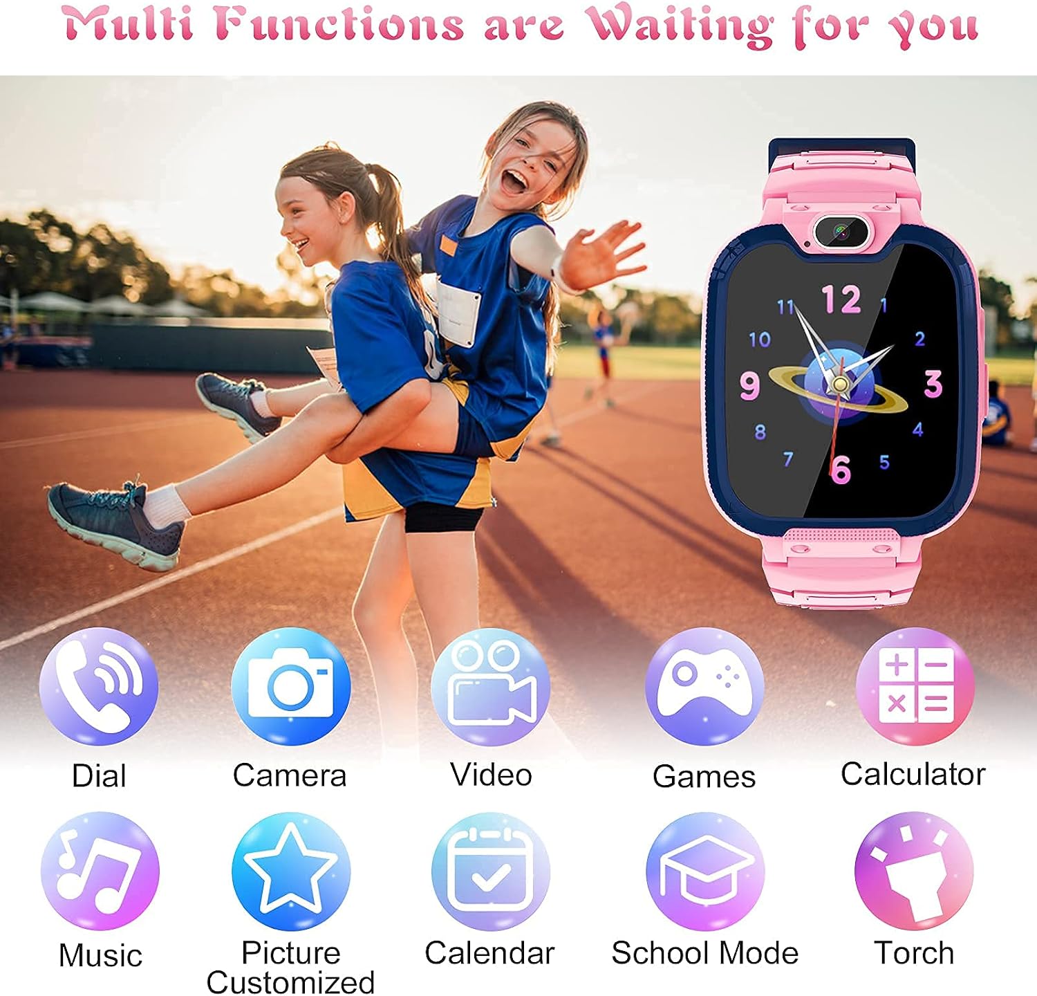 70% Off Discount Kids Smart Watch for Boys Girls – Kids Smartwatch with Call SOS 14 Games Camera Video Player Music Player Torch Light Calculator 12/24 hr Touch Screen Children Smart Watch for Kids Age 4-12 (Pink)