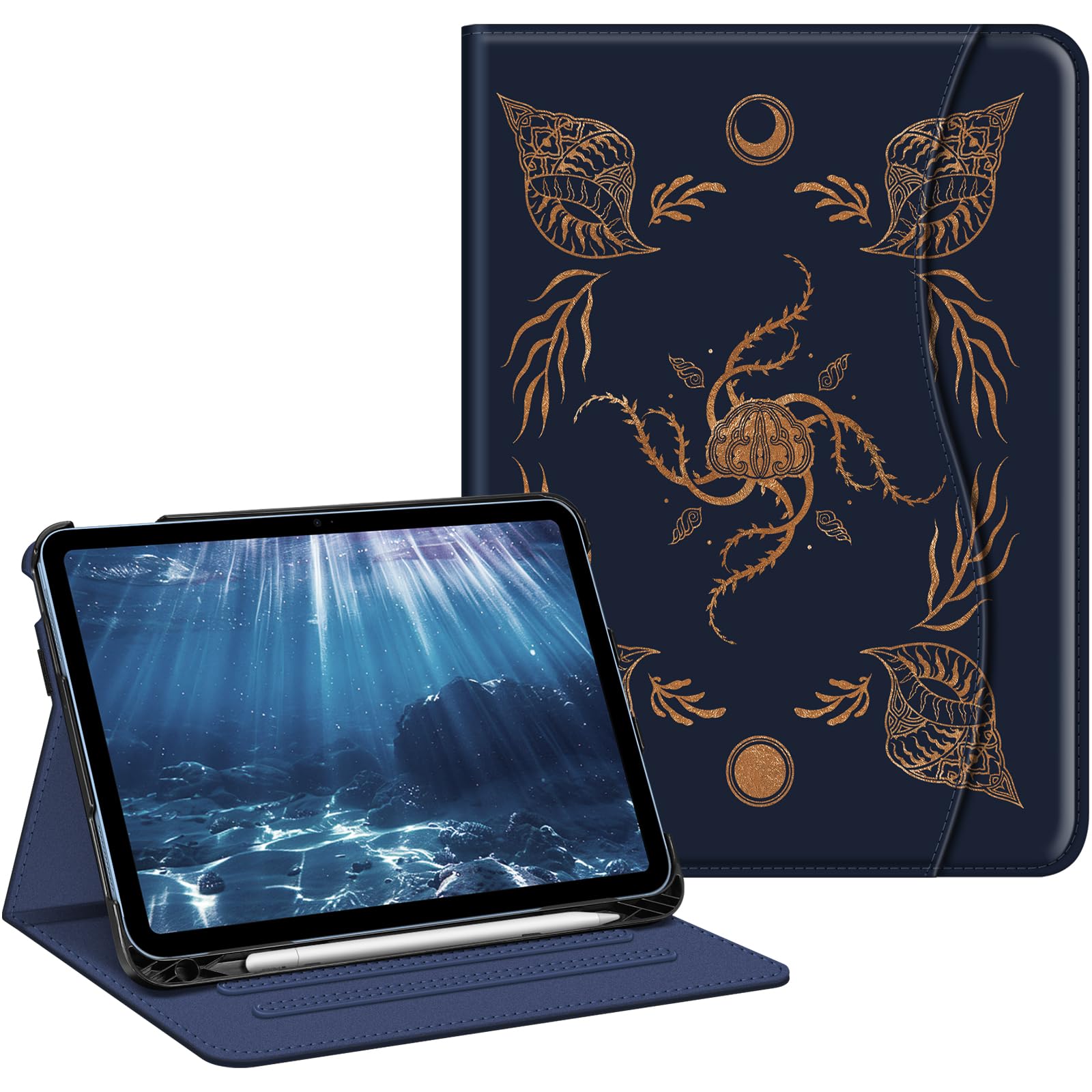 Fintie Schutzhülle für iPad (A16) 11. Generation 11 Zoll (2025), iPad 10. Generation 10,9 Zoll (2022), Standfunktion mit Mehreren Betrachtungswinkeln, Stifthalter und Tasche, Sonnenblumen