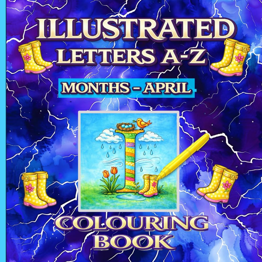 Illustrated Letters A-Z Colouring Book - Months: April Spring Alphabet Letters inspired by flowers in season