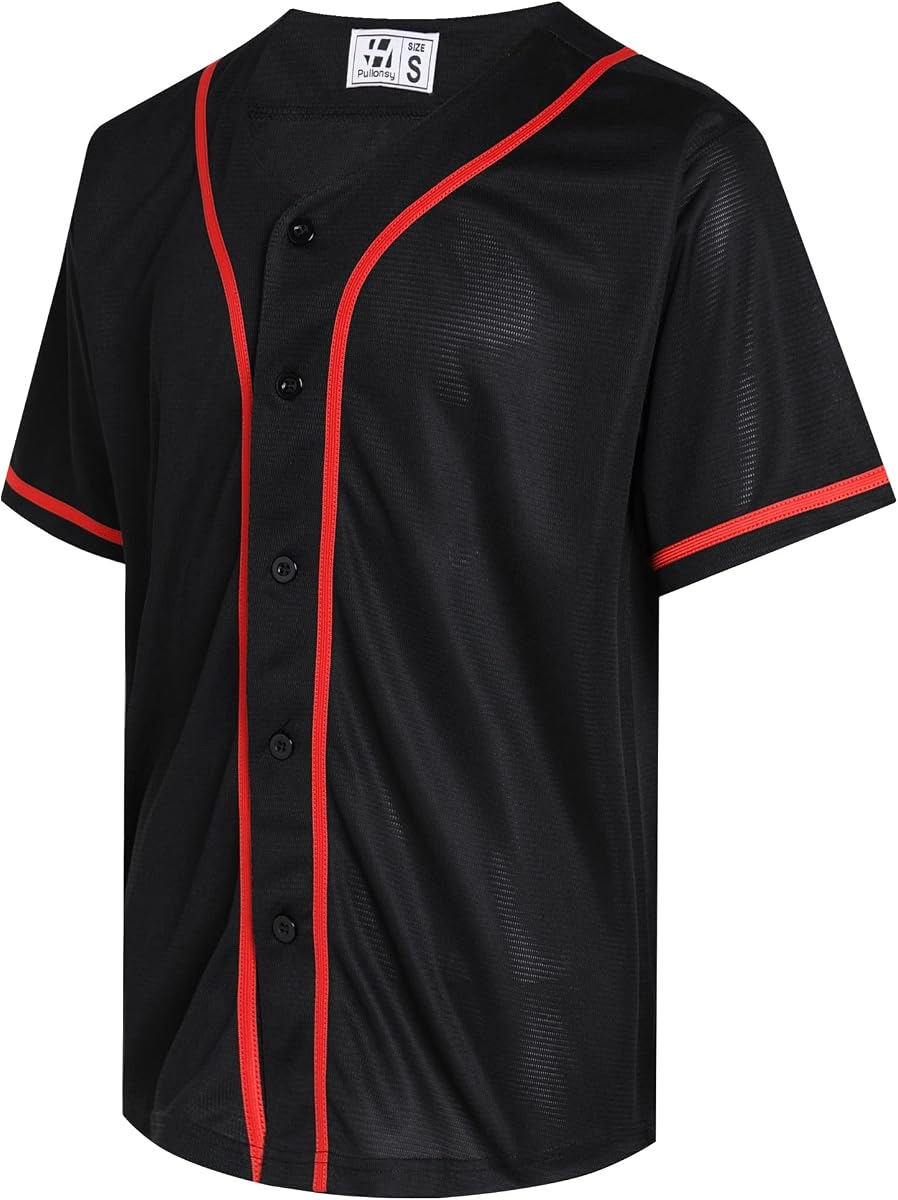 Blank Baseball Jersey for Men Women Full Button Up Short Sleeves Shirts Hip Hop Hipster Sports Uniforms