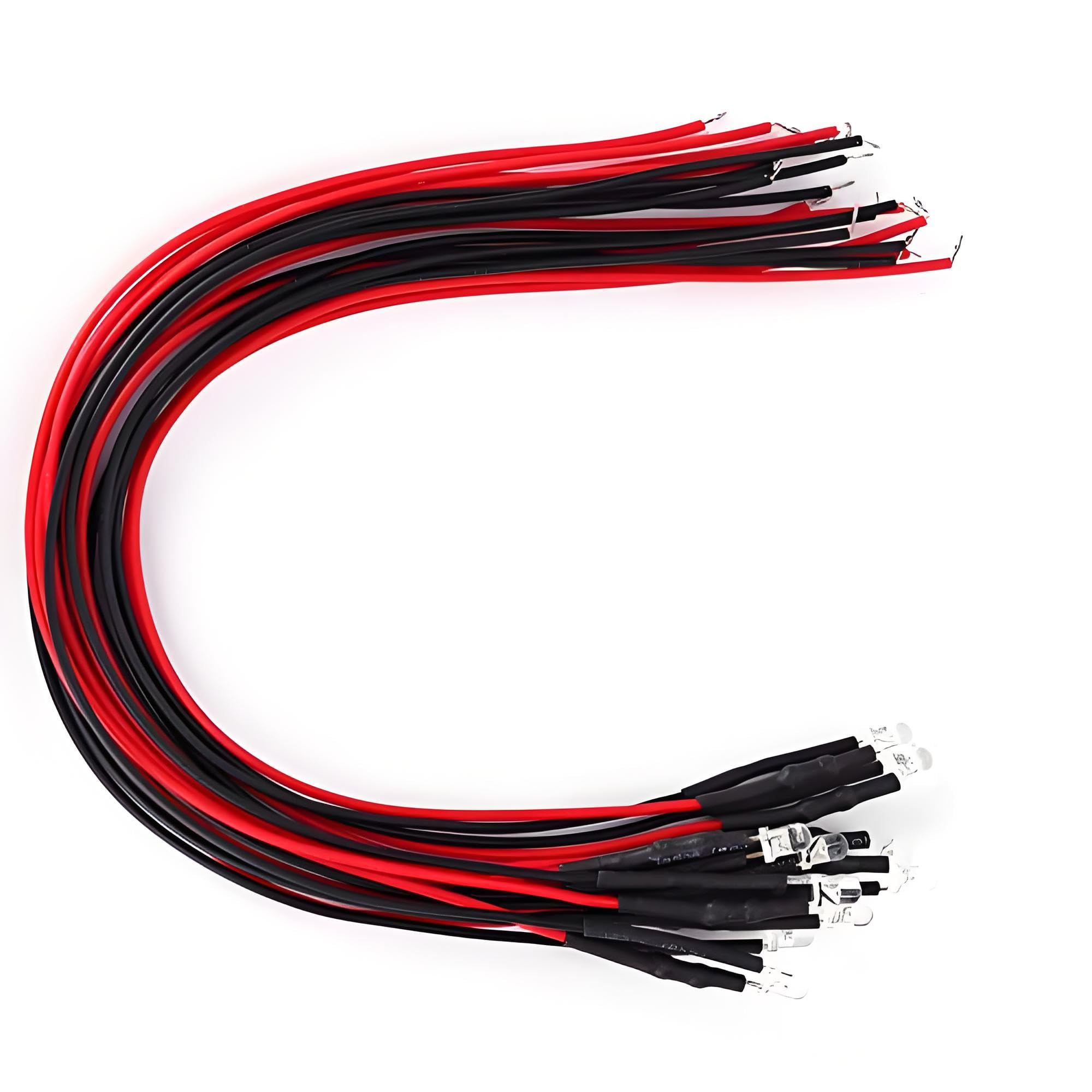 Fafeicy 50 Pezzi Diodi LED Cablato Emissione 5-12V 3mm 0.06W Luminosa Testa Tonda Luce Bianca Calda