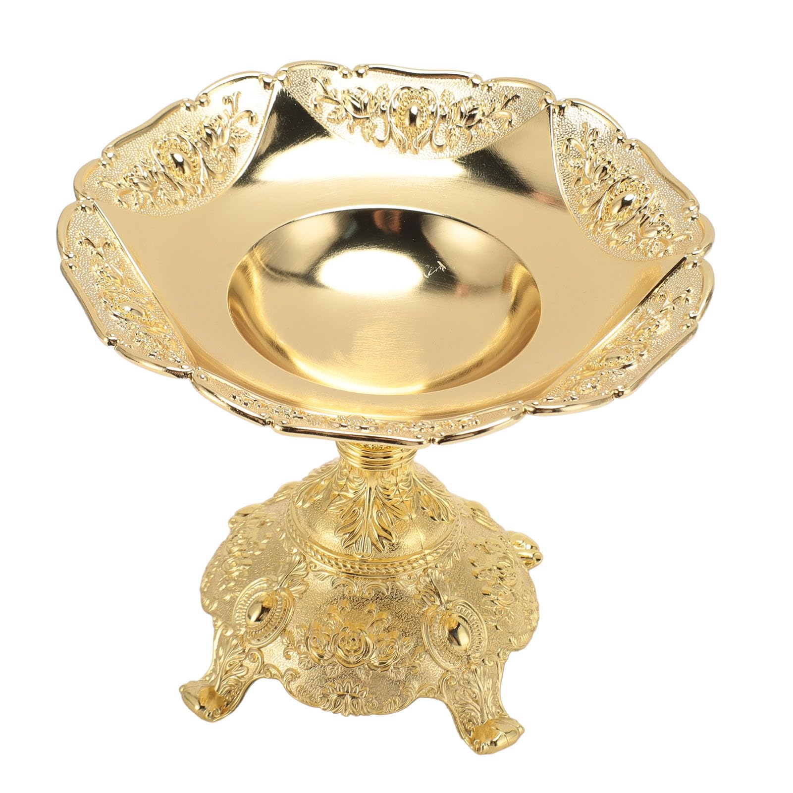 Vassoio da Portata in Stile Europeo, Piatto di Frutta Decorativo, Portaoggetti per Snack Alle Noci, Sala da Pranzo, Ornamento da Tavolo in Lega di Zinco Argento per la (Oro)