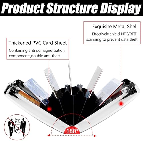 Miniatura 10 de RFID Slim Metal blindaje titular de la tarjeta de créditofunda protectora cartera de viaje para hombres y mujeres, Oro Rosa, Tarjetero de tarjeta de