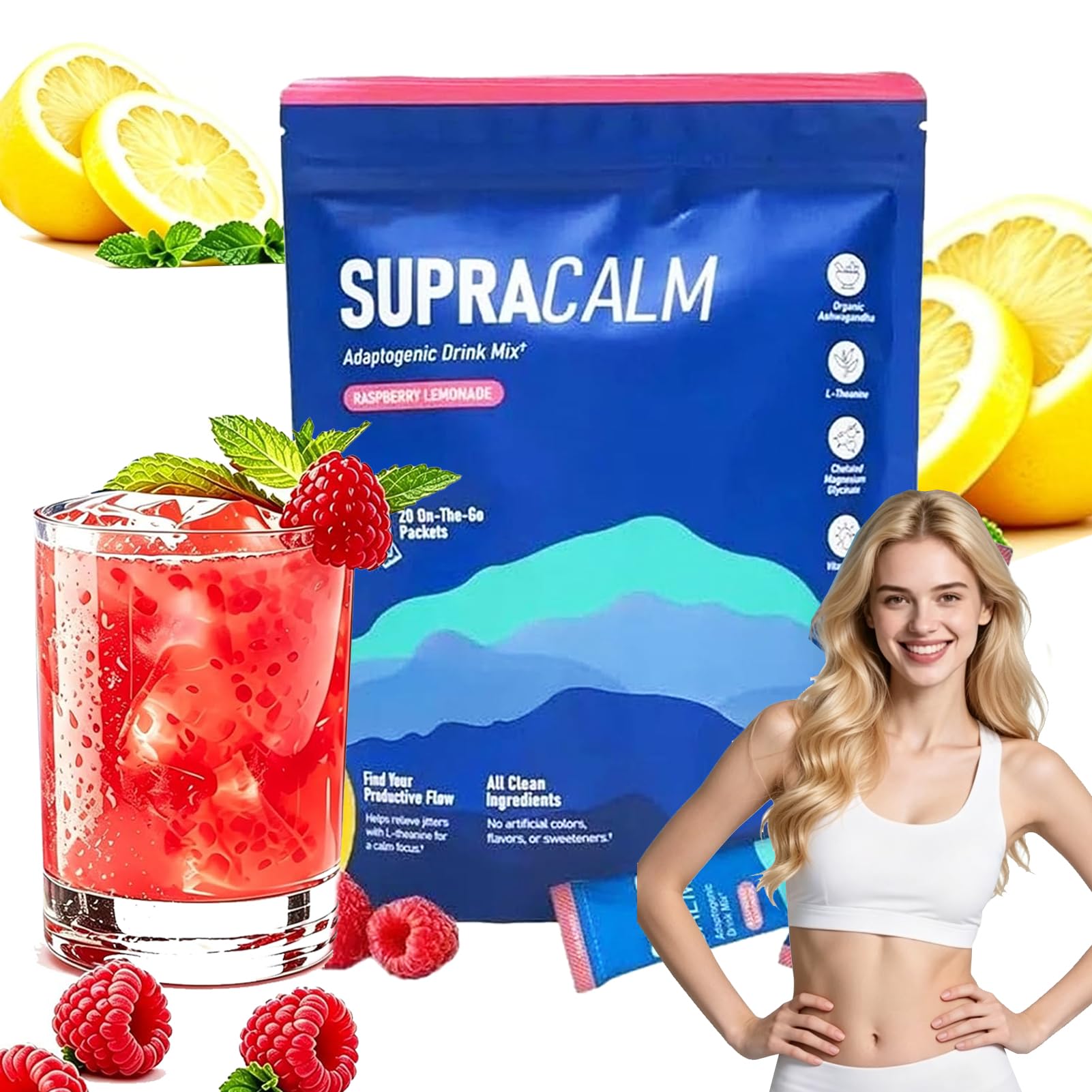 Cortisol Cocktail Pulver, Supercalm Pulver, Senken Abnehmen, Konzentration Steigern, Entspannt Bleiben & Stress Natürlich Reduzieren für Männer und Frauen (B-1, A)