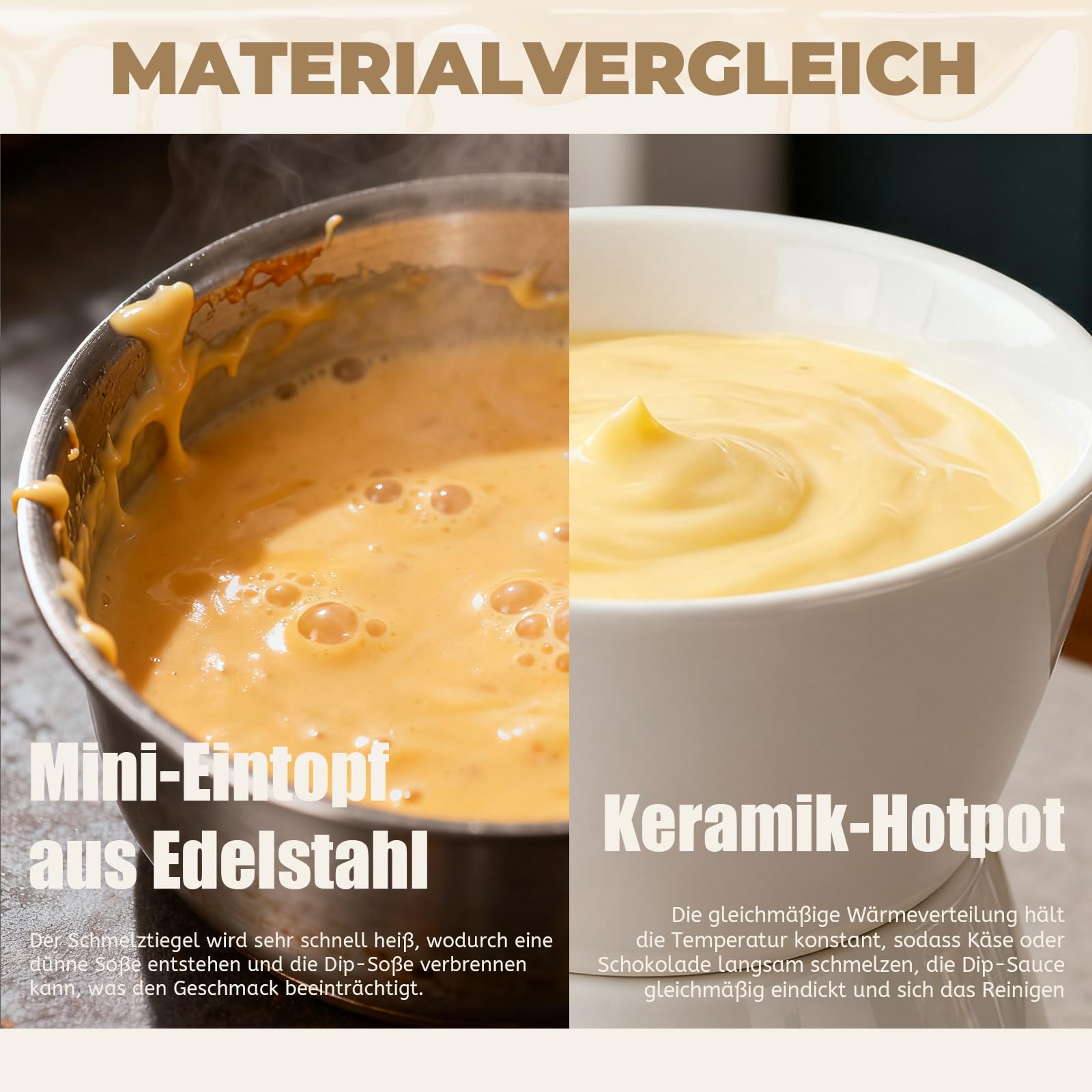ELNLE Keramik Schokofondue Tasse Schokoladenfondue Sets, Schoko Fondue Tassen, mit 4 Gabeln, Chocolate Fondue Cup, für Schokolade Käse Fondue Familienessen Nachtisch (Schokoladenfondue, Weiß)