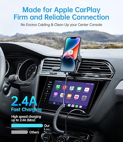 Miniatura 2 de Cable de carga de iPhone para automóvil (3 pies5 pies), paquete de 2 cables Lightning en espiral, certificado MFi de Apple, cable de carga retráctil